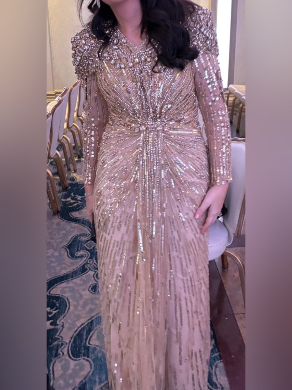 Jenny Packham Gold Lotus Lady Evening Gown Altered to fit size 12 - Picture 2 of 4